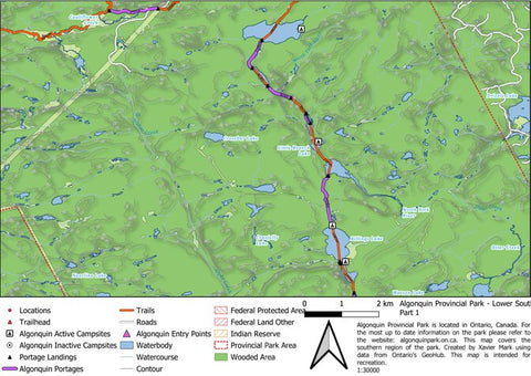 Xavier Maps Algonquin Provincial Park -  Lower South Map Part 1 bundle exclusive