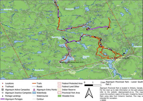 Xavier Maps Algonquin Provincial Park - Lower South Map Part 2 bundle exclusive