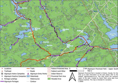 Xavier Maps Algonquin Provincial Park - Upper South Part 2 bundle exclusive