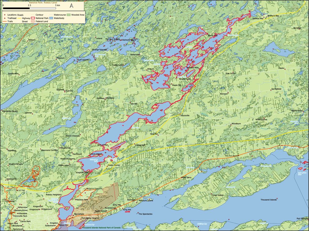 Ancal Maps Canada National Parks: Rideau Canal Map by Xavier Maps | Avenza Maps