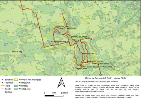 Xavier Maps Ontario Provincial Park: Mono Cliffs bundle exclusive