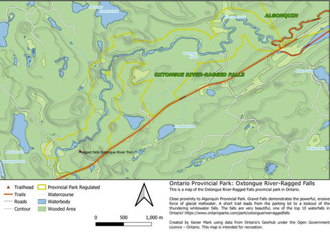 Xavier Maps Ontario Provincial Park: Oxtongue River-Ragged Falls bundle exclusive