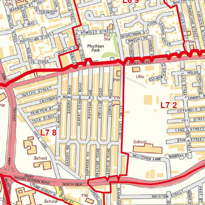 XYZ Maps XYZ Postcode Sector Map (C2) Liverpool City digital map