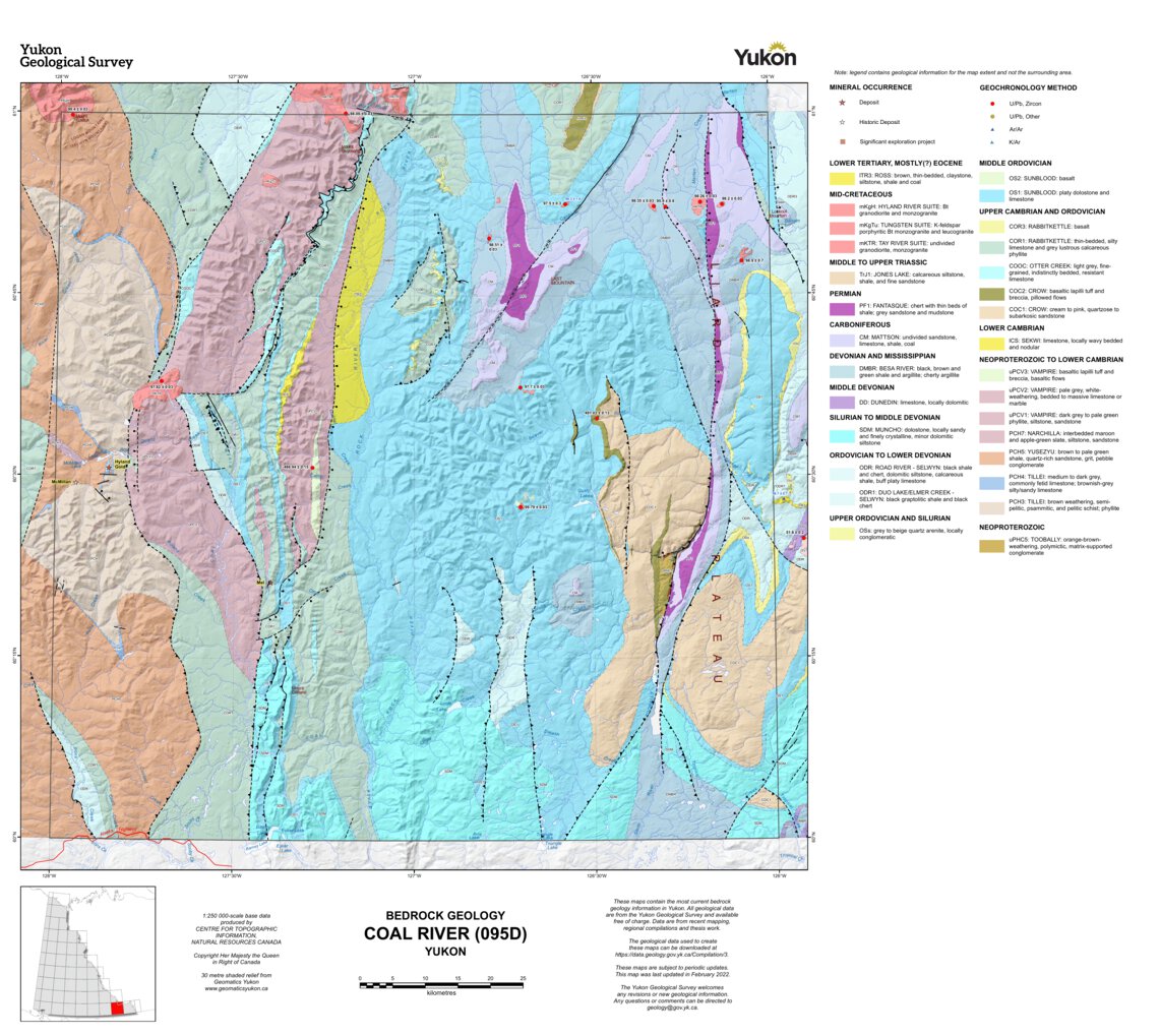 095D, Coal River: Yukon Bedrock Geology Map by Yukon Geological Survey ...