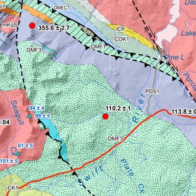 Yukon Geological Survey 105B, Wolf Lake: Yukon Bedrock Geology digital map