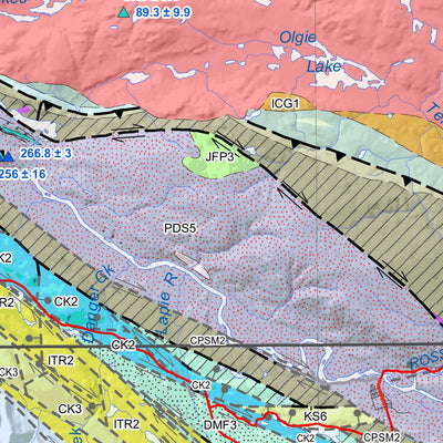 Yukon Geological Survey 105K, Tay River: Yukon Bedrock Geology digital map