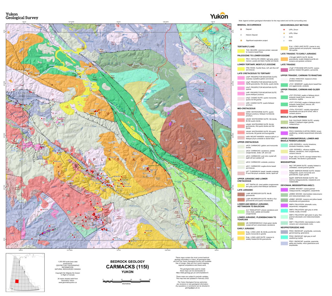 115I, Carmacks: Yukon Bedrock Geology Map by Yukon Geological Survey ...