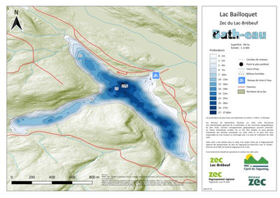 Carte bathymétrique du Lac Bailloquet Zec du lac Brébeuf (2025) Preview 1