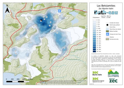 Carte bathymétrique du Lac Betsiamites Zec -Martin-Valin (2025) Preview 1