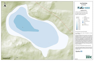 Zecs Québec Carte bathymétrique du Lac Courtney de la zec Dumoine (2024) digital map