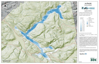 Zecs Québec Carte bathymétrique du Lac Éternité de la zec du Lac-Bébeuf (2024) digital map