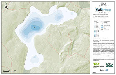 Zecs Québec Carte bathymétrique du Lac Gull de la zec Gros-Brochet (2024) digital map