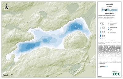Zecs Québec Carte bathymétrique du Lac Jeanne de la zec Kipawa (2024) digital map