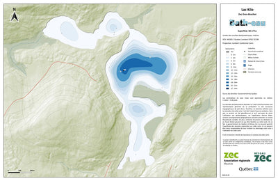Zecs Québec Carte bathymétrique du Lac Kilo de la zec Gros-Brochet (2024) digital map
