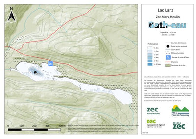 Carte bathymétrique du Lac Lanz de la zec Mars-Moulin (2025) Preview 1