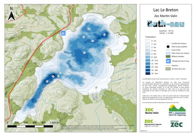 Carte bathymétrique du Lac Le Breton de la zec Martin-Valin (2025) Preview 1