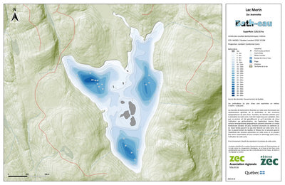 Zecs Québec Carte bathymétrique du Lac Morin de la zec Jeannotte (2024) digital map