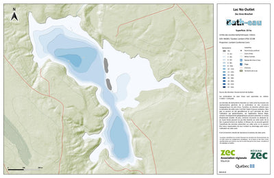 Zecs Québec Carte bathymétrique du Lac No Outlet de la zec Gros-Brochet (2024) digital map