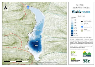 Carte bathymétrique du Lac Piat de la zec de l'Anse-Saint-Jean (2025) Preview 1