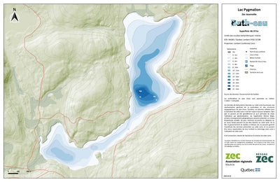 Zecs Québec Carte bathymétrique du Lac Pygmalion de la zec Jeannotte (2024) digital map
