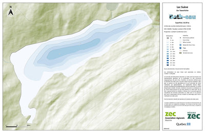Zecs Québec Carte bathymétrique du Lac Suève de la zec Tawachiche (2024) digital map