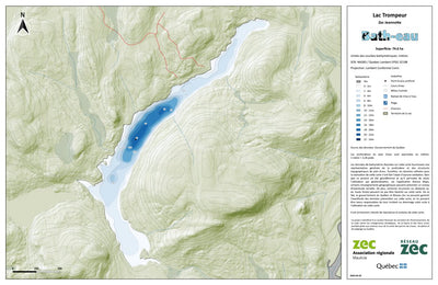 Zecs Québec Carte bathymétrique du Lac Trompeur de la zec Jeannotte (2024) digital map