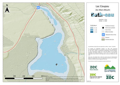 Carte bathymétrique du Lac Coupau Zec Mars-Moulin (2025) Preview 1