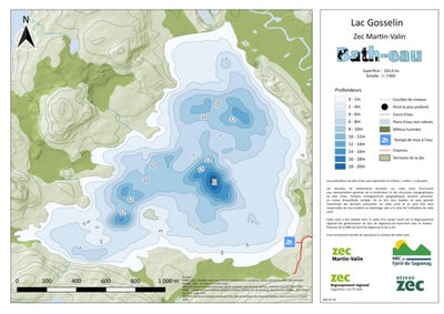 Carte bathymétrique du Lac Gosselin Zec Martin-Valin (2025) Preview 1