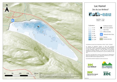 Carte bathymétrique du Lac Hamel Zec du lac Brébeuf (2025) Preview 1