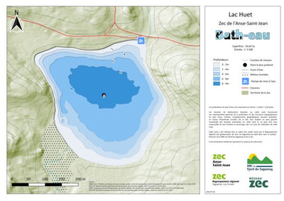 Carte bathymétrique du Lac Huet Zec de l'Anse-Saint-Jean (2025) Preview 1