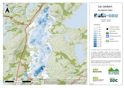 Carte bathymétrique du Lac Jalobert Zec Martin-Valin (2025) Preview 1