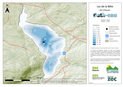 Carte bathymétrique du Lac de la Bête Zec Chauvin (2025) Preview 1