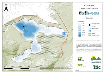 Carte bathymétrique du Lac Moreau Zec de l'Anse-Saint-Jean (2025) Preview 1