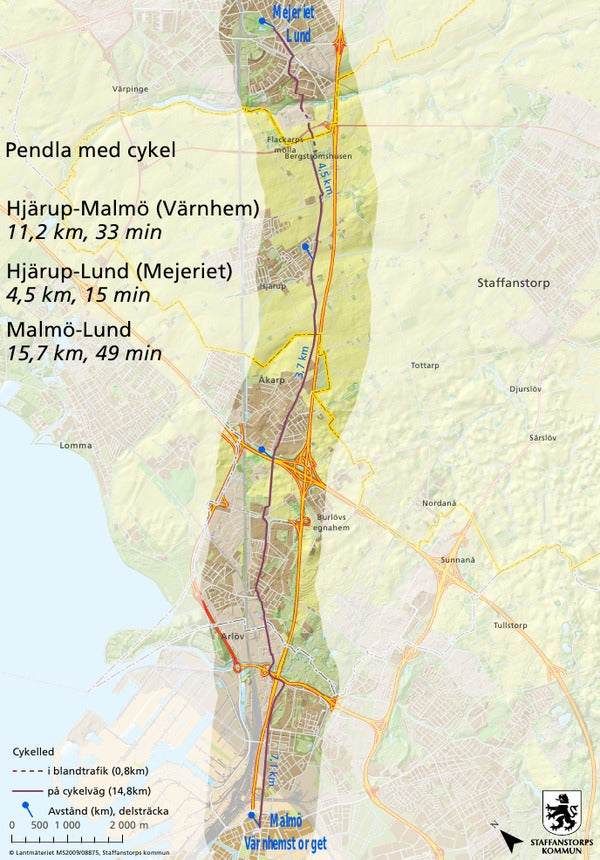 Pendla med cykel: Malmö-Hjärup-Lund Map by Geoinfo Staffanstorp ...