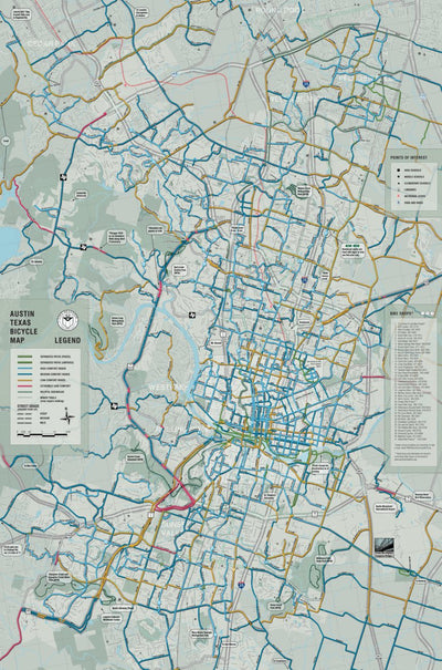 Austin, Texas Bicycle Map