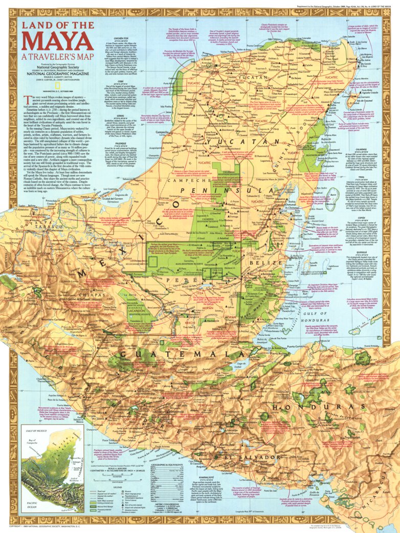 Land Of The Maya 1989 Map by National Geographic | Avenza Maps
