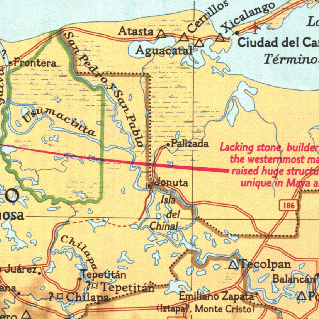 Land Of The Maya 1989 Map by National Geographic | Avenza Maps