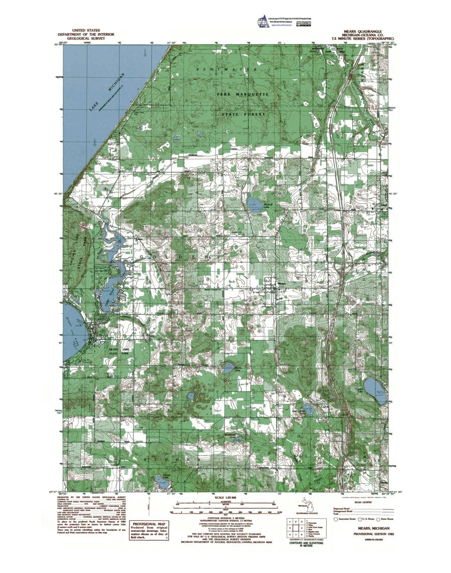 Map Mears MI-Mears: Authoritative US Topos 1983 Map by Western Michigan ...