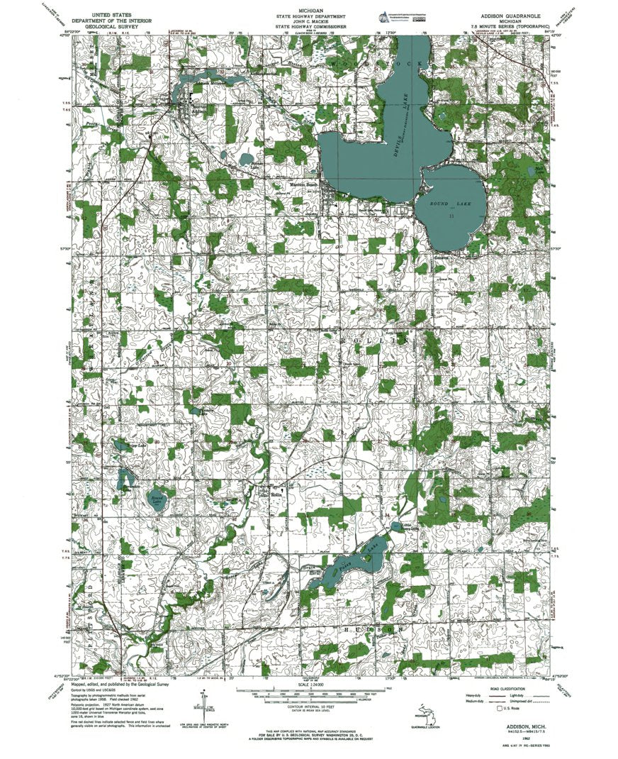MI-Addison: Authoritative US Topos 1962 Map by Western Michigan ...