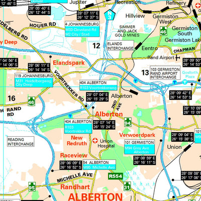 Gauteng Roads - South Map by MapStudio | Avenza Maps
