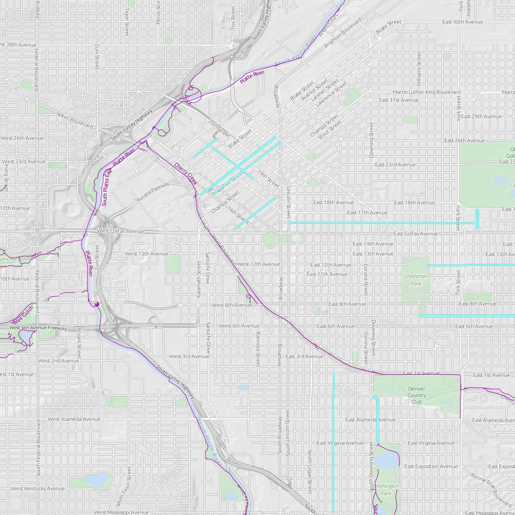 Denver Bike Paths and Trails map by Orbital View, Inc.  Avenza Maps