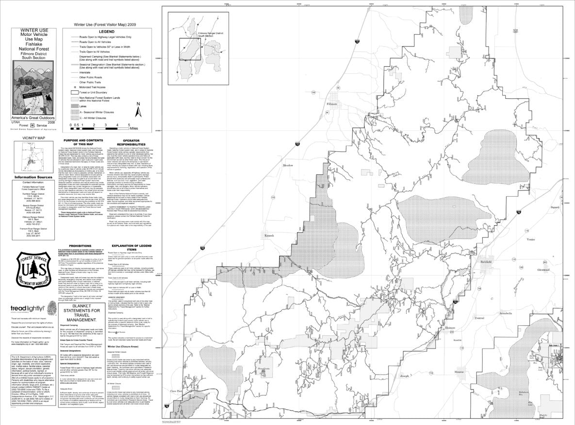 Fishlake National Forest Fillmore District South Section Winter Use Map ...