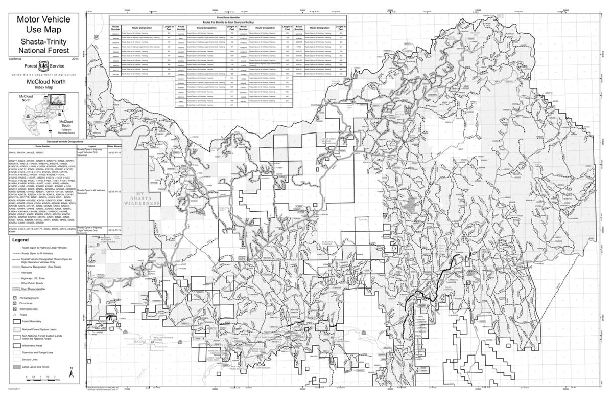 Shasta-Trinity MVUM - McCloud (north) Map by US Forest Service R5 ...