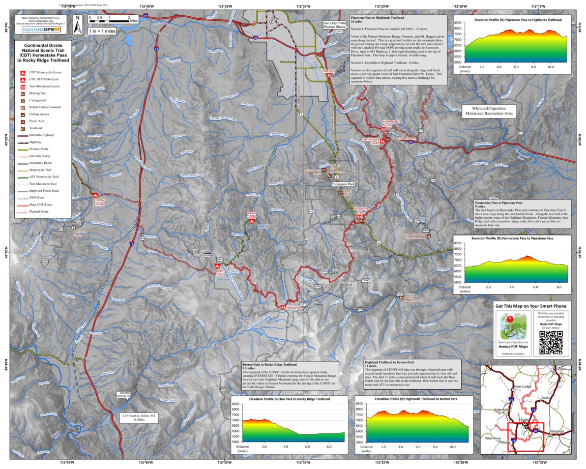 Butte CDT Homestake Pass to Burton Park (Map 3 of 4) by MontanaGPS ...