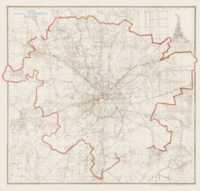 Схема городского транспорта Москвы, 1940. Moscow Mass Transit System Map, 1940