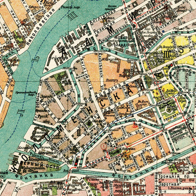 План Санкт-Петербурга на 1912 г. Saint Petersburg City Plan