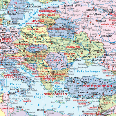 Világtérkép (A Föld országai), Political World Map in Hungarian