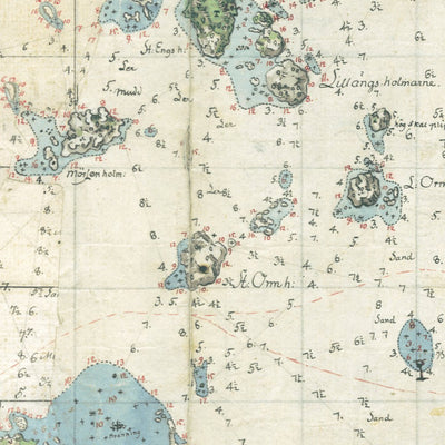 Kuninkaallinen merikartasto 1790-luku: Lauttasaari. Royal maritime chart of 1790s: Lauttasaari