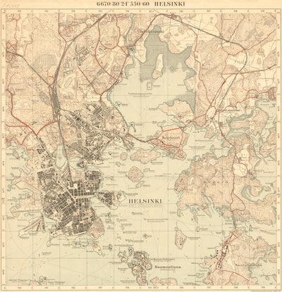 Helsinki city topographic map of 1932. Helsingin kaupungin kartta v. 1932