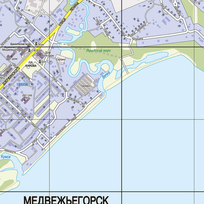 Медвежьегорск, адресный план. Medvezhegorsk (Karhumäki) in Russian Karelia City Map